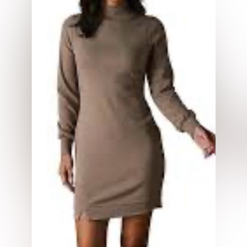 The Normal Brand Taupe Long-Sleeve Turtleneck Bodycon Dress